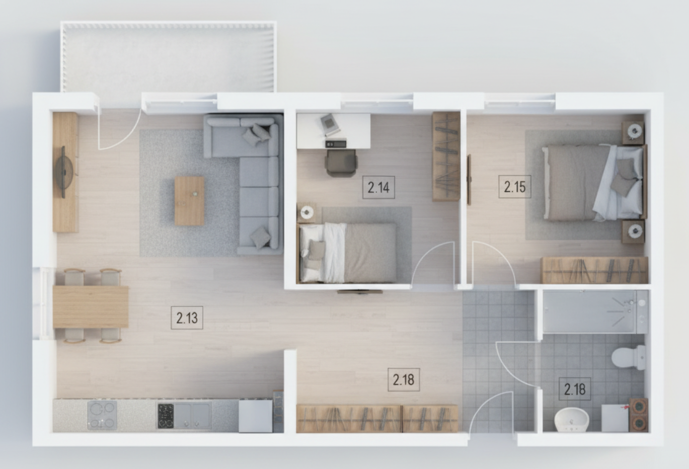 Wizualizacja 3D Mieszkania M7